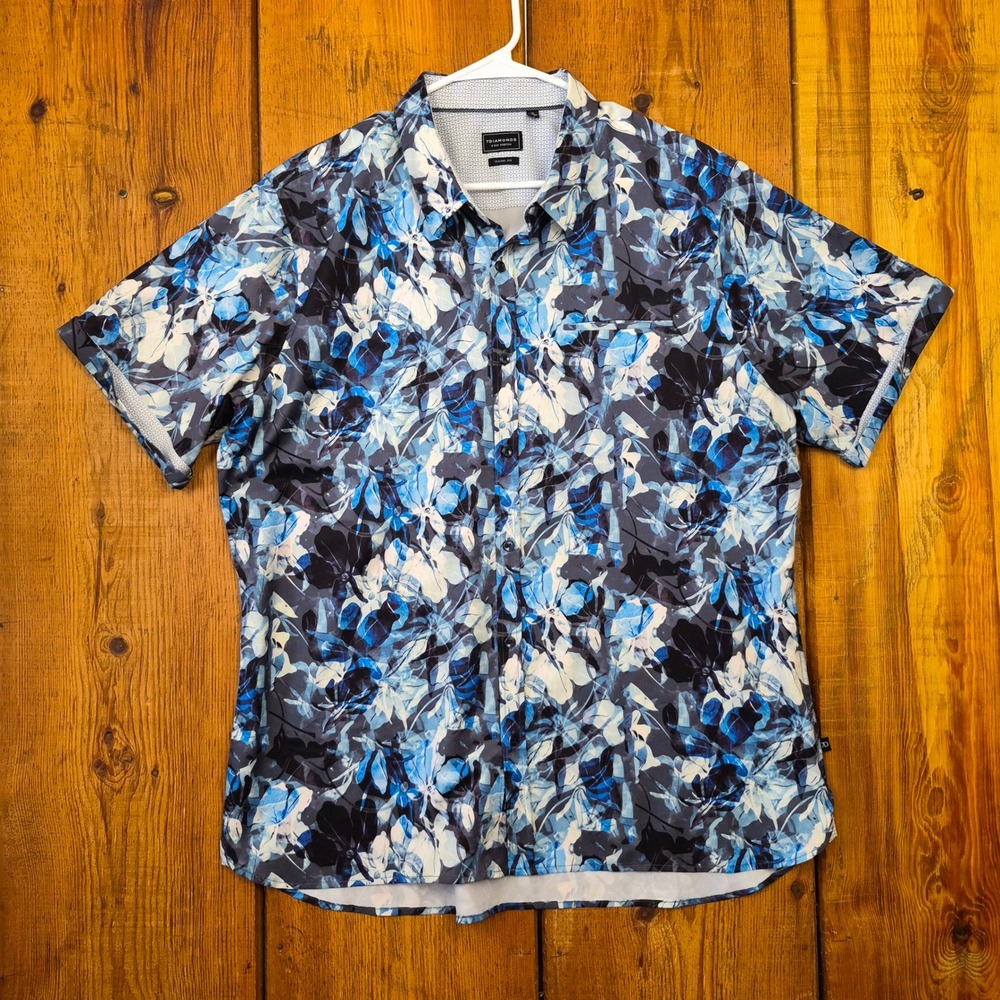 7 Diamonds Monday Flowers Blue Floral Stretch Shirt XL Buckle Exclusive
